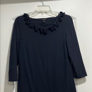 Talbots Navy Ruffle Neck Dress